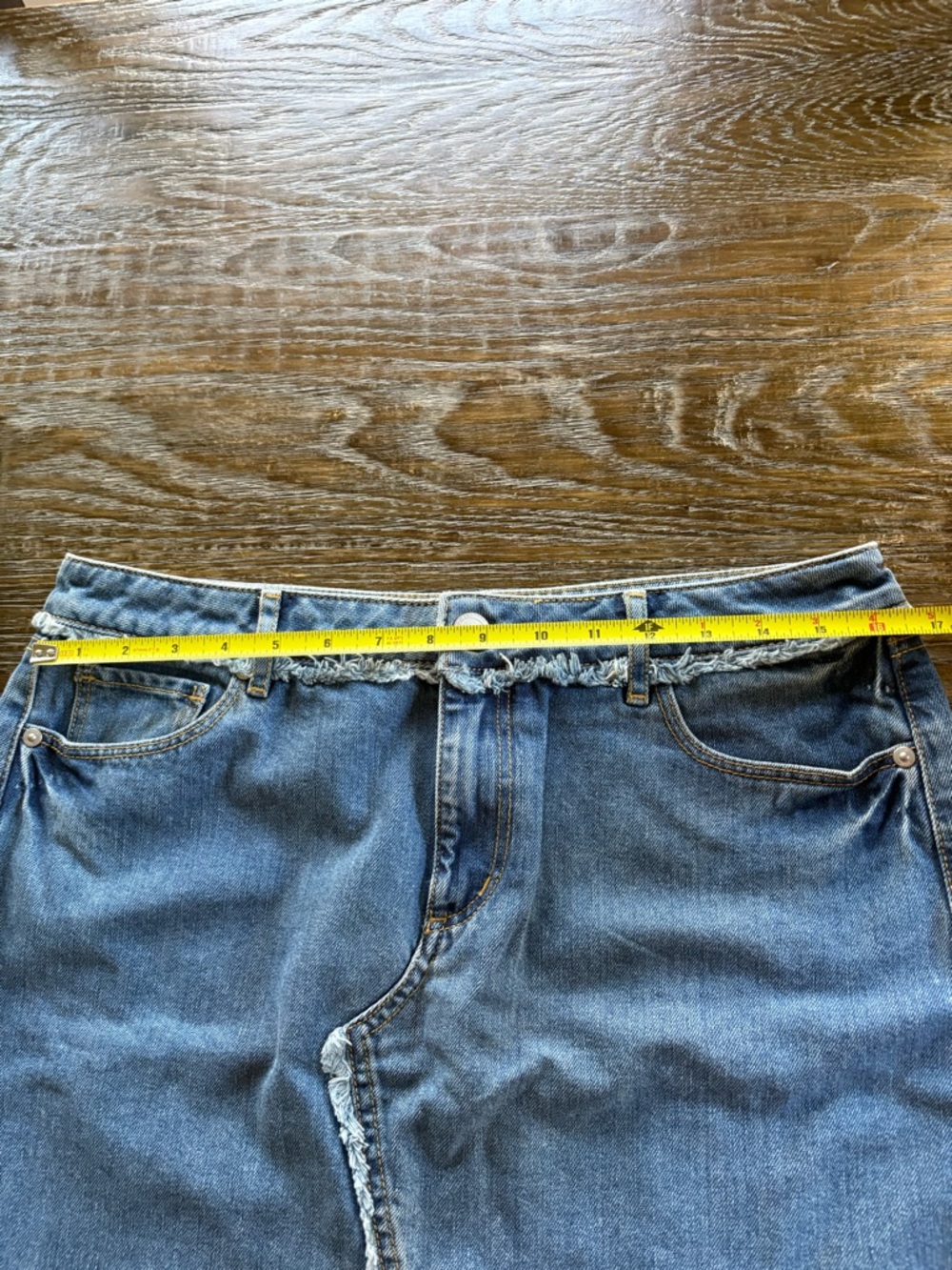 LOFT Blue Denim Frayed-Hem Mini Skirt - Picture 4 of 5